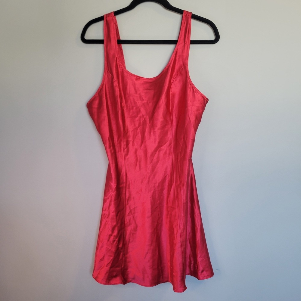 Gilligan & O'Malley Red Satin Chemise Nightgown Sleeveless Sleep Dress M